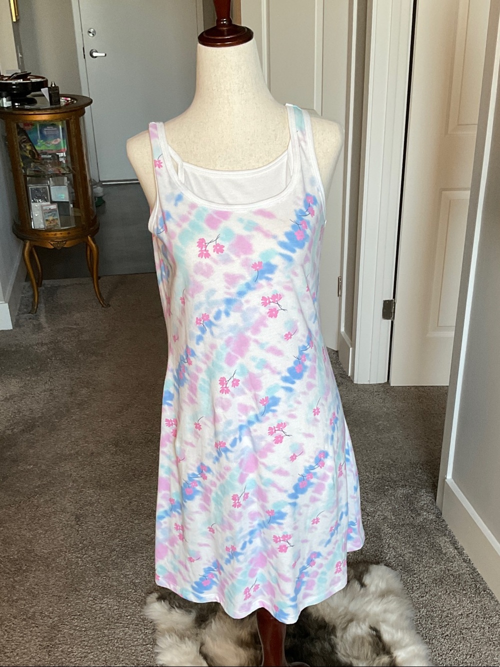 SO Pastel Tie-Dye Tank Dress in Pink and Blue